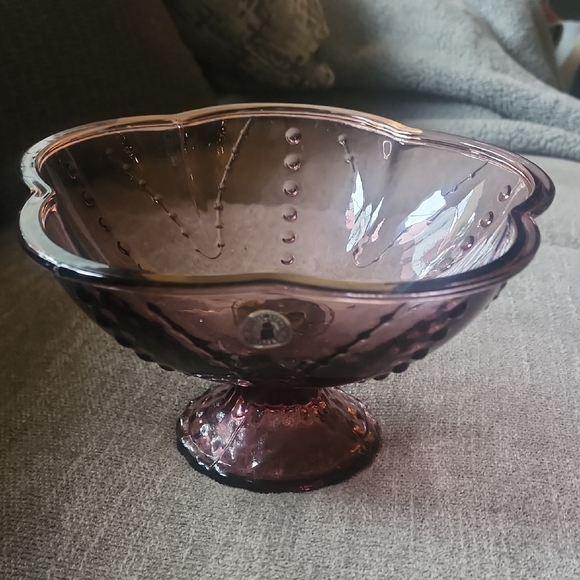 IKEA Amethyst Pressed Glass Compote Bowl Vintage - Picture 10 of 13